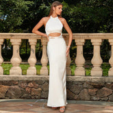 Sweet Spicy Dress Halter Cut Out White Backless Slimming Dress