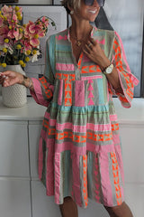 StAlone Printed V-neck Three Quarter Sleeve Dress