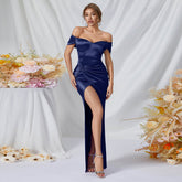 Evening Dress Dress Young Sheath Long off the Shoulder High Slit Dress