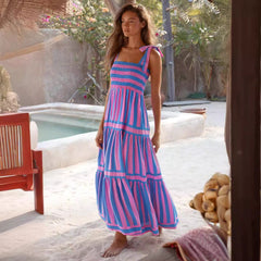 Bandage Striped Maxi Dress