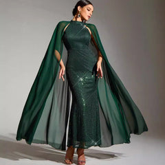 Vestido de noche de graduación con costura de gasa