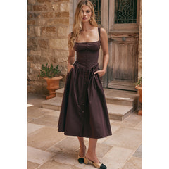 Trägerkleid, Midikleid, Urlaubskleid, figurbetont, rückenfrei
