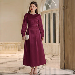 Ladies Casual High Waist Maxi Dress Light Purple Coat Maxi Dress