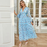 Elegant High Waist V neck Dress