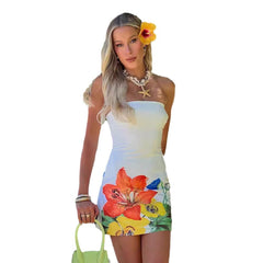 Vestido estampado con top de tubo y cintura ceñida para discoteca