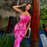 Bandeau estampado de un solo hombro, corte entallado y recto