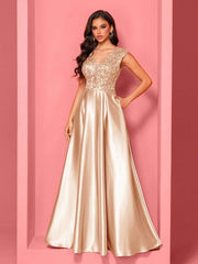 Elegantes ärmelloses Cocktail-Abendkleid mit V-Ausschnitt und Meerjungfrauensaum