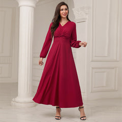 Vestido casual de cintura alta de color sólido