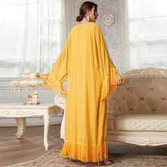 Arrival Tassel Long Blouse Mesh Dress Solid Color Suit