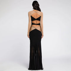 Two Colors Pineapple Decorative Long Sleeve Hollow Out Cutout Out Dress Mesh Semi Transparent Dress