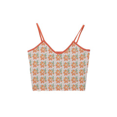 Orangefarbenes Blumen-Stricktop