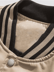 Chaqueta universitaria extragrande de cuero sintético