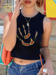 Kurzes Tanktop mit Palmen-Grafik