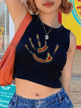 Kurzes Tanktop mit Palmen-Grafik