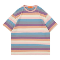 Pastellfarbenes Oversize-T-Shirt mit Streifen