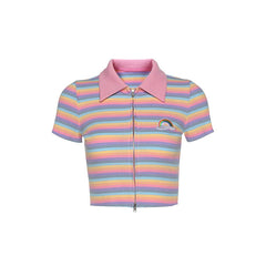 Pastel Rainbow Zip Top