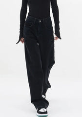 Gerade geschnittene Jeans aus Denim mit aufgesetzten Taschen