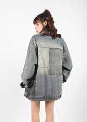 Chaqueta vaquera oversize con patchwork