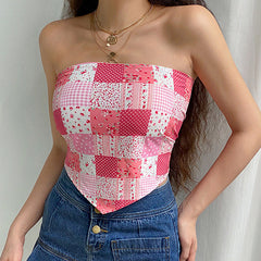 Patchwork Scarf Tube Top