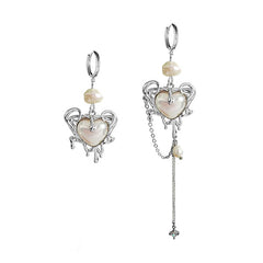 Pearl Heart Drop Earrings
