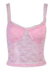 Rosa Tanktop mit kurzem Schnitt und Spitze