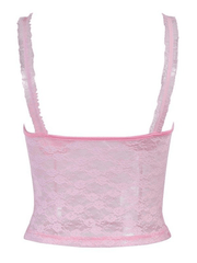 Rosa Tanktop mit kurzem Schnitt und Spitze