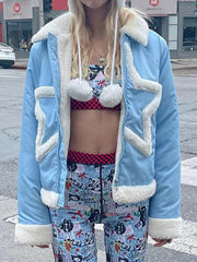 Chaqueta con diseño de ribete de estrella de peluche