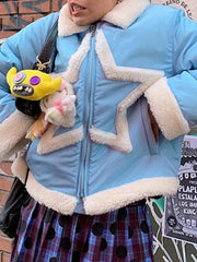 Chaqueta con diseño de ribete de estrella de peluche