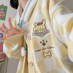 Pompurin – Gelbe Strickjacke mit Knöpfen