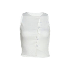 Portrait Fashion Button Ribbed Top