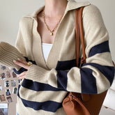 Gestreifter Pullover mit Preppy-Kragen