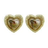 Pressed Flower Vintage Heart Earrings