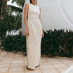 Printed Cotton Linen Sleeveless Decorative Iron Hoop