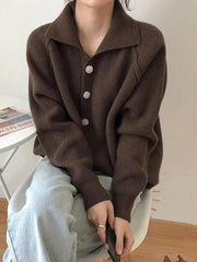 Vintage-Strickpullover mit Knopfleiste vorne