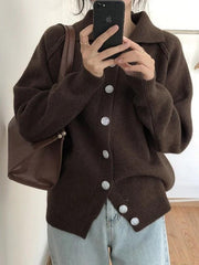 Vintage-Strickpullover mit Knopfleiste vorne