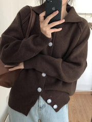 Vintage-Strickpullover mit Knopfleiste vorne