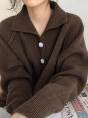 Vintage-Strickpullover mit Knopfleiste vorne