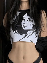 Kurzes Tanktop mit Punk-Girl-Print