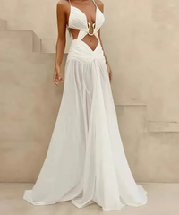 Weißes Netz-Kleid mit Spaghettiträgern und Cut-outs