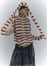 Strickjacke mit Kapuze und Hasenohren