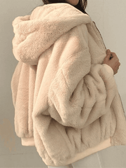 Chaqueta polar reversible de gran tamaño con capucha