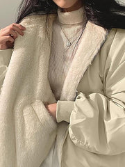 Chaqueta polar reversible de gran tamaño con capucha