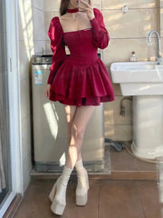 Gerüschtes, mehrlagiges Korsett-Minikleid