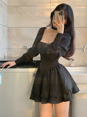 Gerüschtes, mehrlagiges Korsett-Minikleid