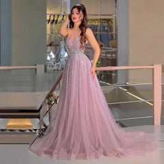 Sparkly Crystal Criss-Cross Evening Dress