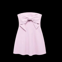 Pink Mini Dress 3D Bow, Backless