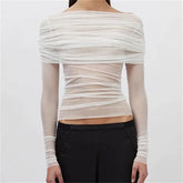 Halbtransparentes, langärmeliges Mesh-Top für Damen