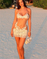 Mesh Cami Embroidered Mini Dress