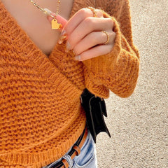 Orange Cropped Soft Sweater