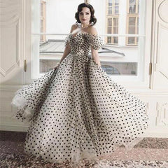 Black Polka Dot Tulle Gown